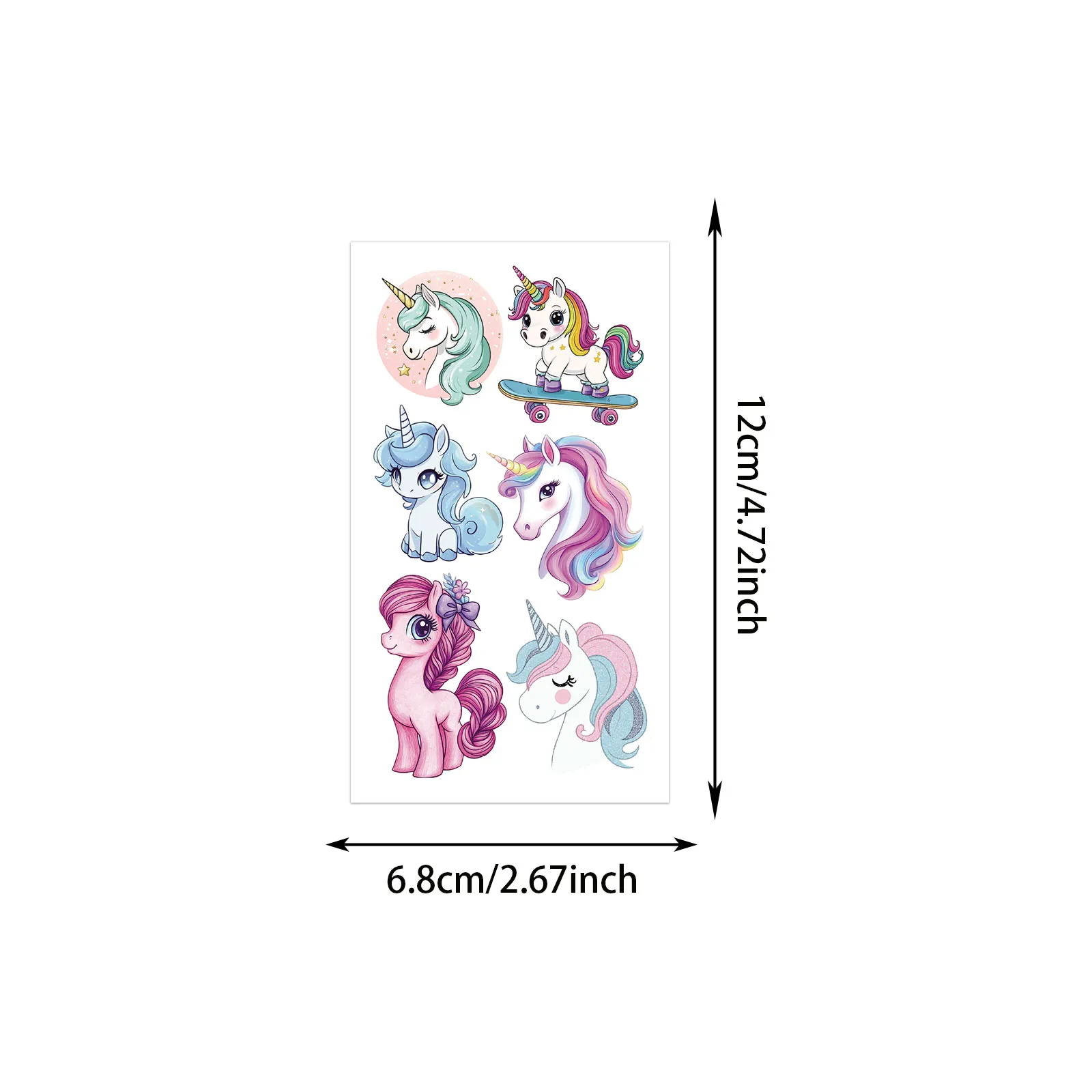 10PCS Sparkling Pink Unicorn Tattoo Stickers Exquisite Fake Tattoo Personalized Retro Tattoo Waterproof Durable