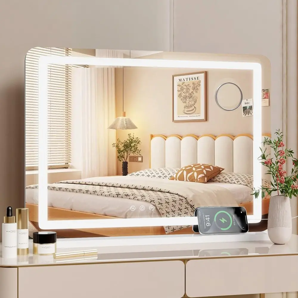 Hollywood Vanity Mirror with Lights, 40x50cm Large LED Makeup Mirror with 3 Colour Temperatures, Touch Control, USB and TypeC P