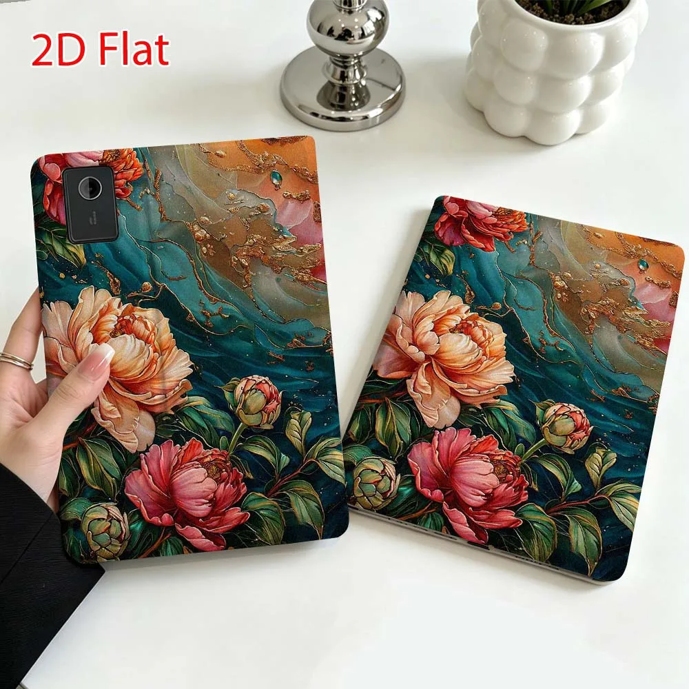 Red peony pattern Soft For Lenovo Xiaoxin Pad Pro Tab P12 P11 11 13 11.2 inch K11 Plus Pen Tray Tablet Case