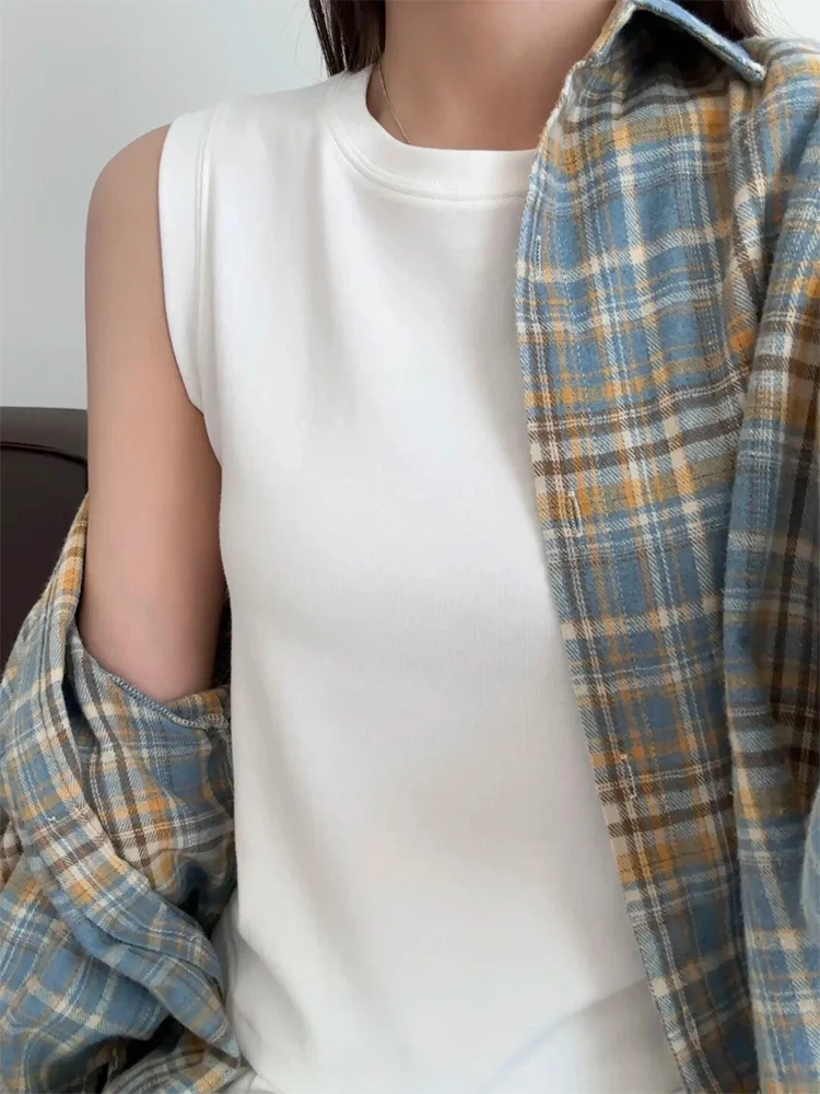 

Женский облегающий топ-жилет Slim Fit с круглым вырезом, однотонный, для работы и повседневной носки, весна 2026