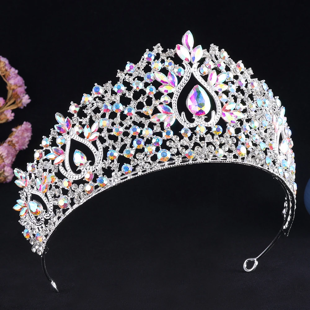 Upscale Crystal Gem Crown ornaments Fashionable Noble Banquet Wedding Women's hair accessories