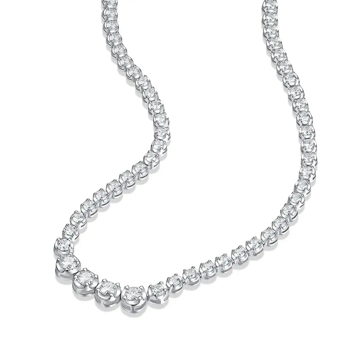 JIUZUAN 925 Silver Moissanite Necklace 4mm Casual Light Luxury Women Gift with Certificate