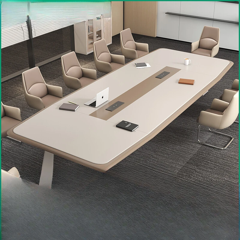 Large painted conference table,  minimalist modern office workbench,  room negotiation reception