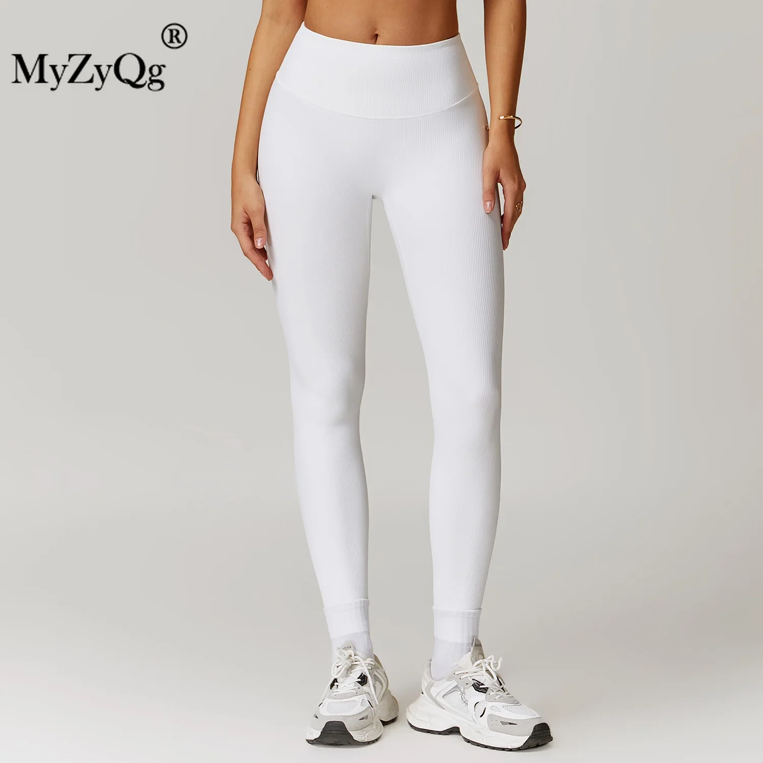 MyZyQg ผู้หญิง Legging ด้ายยกสะโพกเอวสูงกางเกงโยคะสวมใส่กางเกงกีฬารัดรูป Fast Dry Running Fitness กางเกง