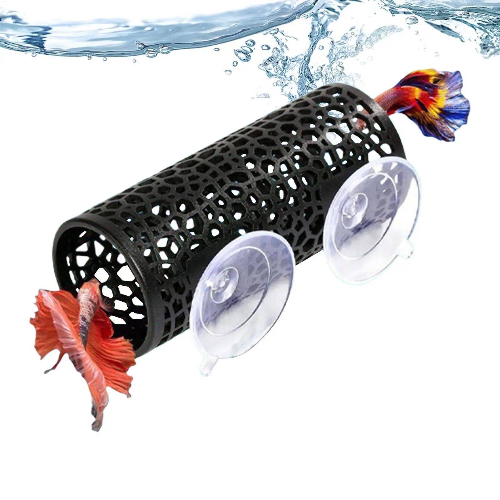 Betta-Fisch-Versteck, hohles Röhrenornament mit Saugnapf, sicheres Ruhe- und Schutzversteck, Aquarium-Landschaftsdekoration, kleines Haustier-Aquarium – Detail 2