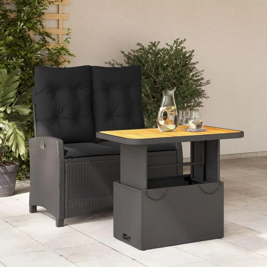2-Piece Poly Rattan Patio Dining Set with Cushions, Outdoor Garden Poolside Furniture, Customized