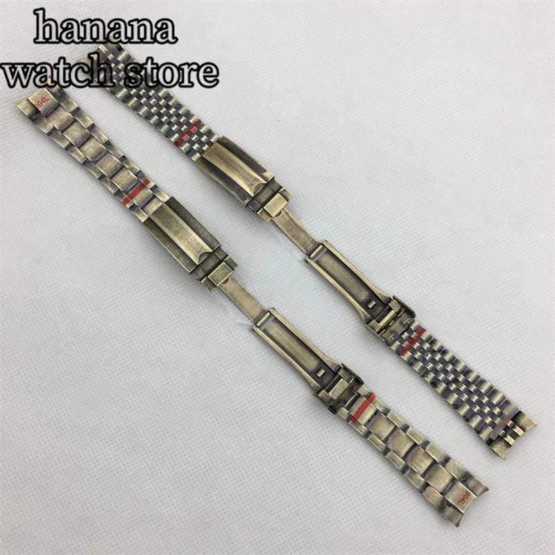 Ремешок из нержавеющей стали 904, 20 мм, стальной ремешок с медным золотом. Ремешок с складной пряжкой для использования в чехлах от 36 до 40 мм.