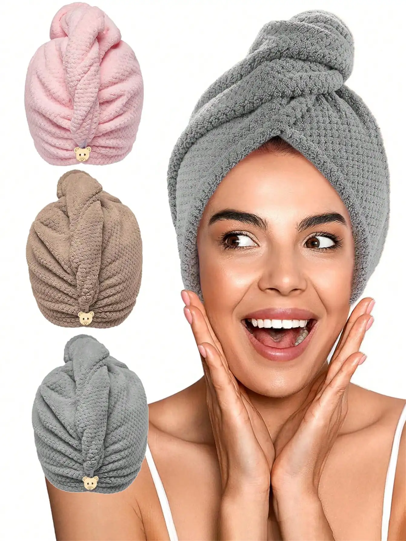 

1pc Microfiber Hair Towel, Soft Quick Dry Hair Wrap, Minimalist Solid Color Bathroom Towel, Super Absorbent Hair Turban, Anti-Frizz Wet Hair Shower Cap, Bathroom Accessories Sleep Bonnet