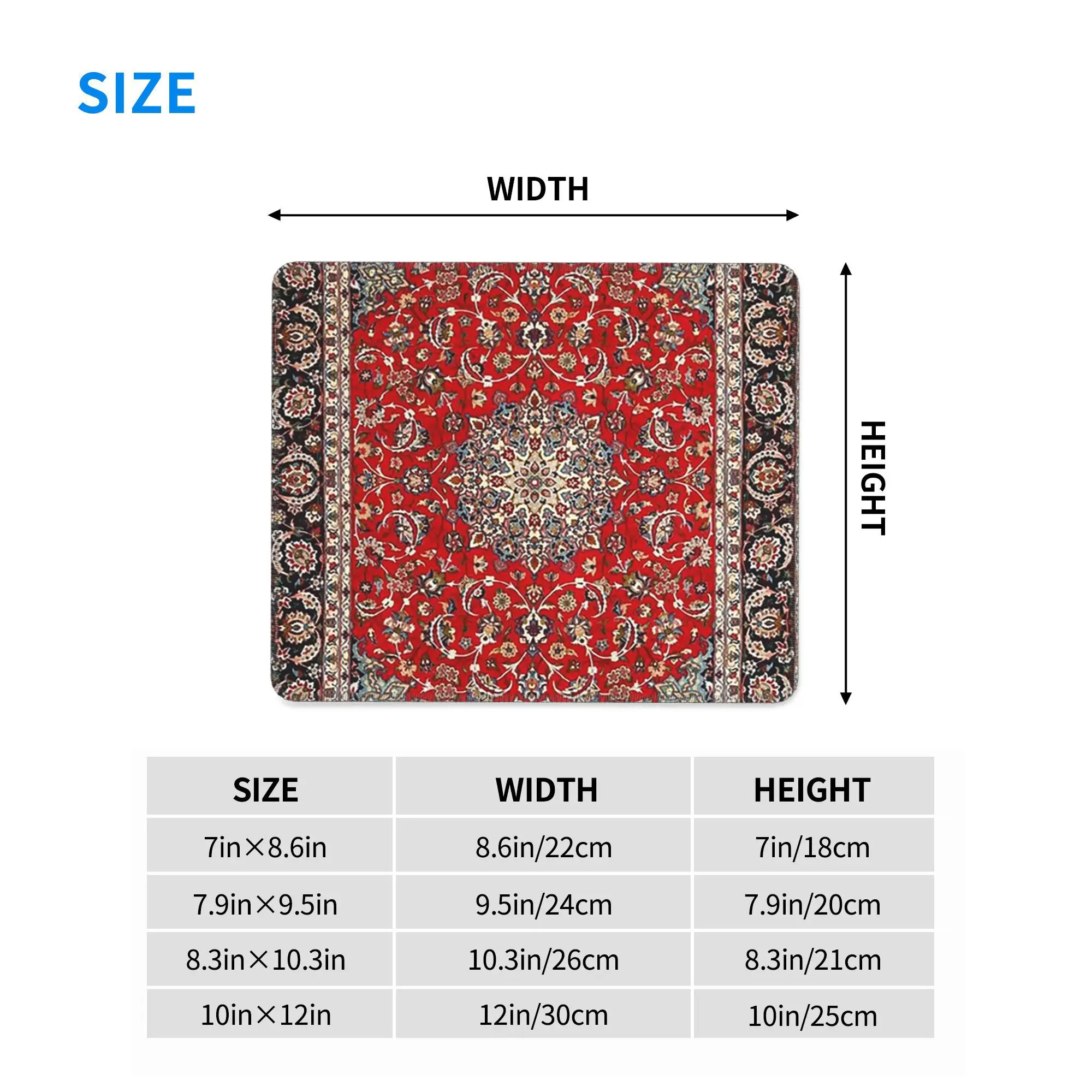 上質なシルク＆ウール イスファーン ペルシャ絨毯柄 マウスパッド コンピューター キーボード マウス マット ゲーミングPC ノートパソコン デスクマット テーブルマット