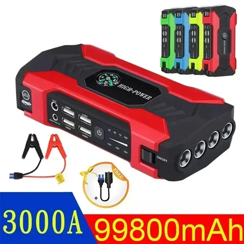 99800mAh 20000mAh Car Jump Starter 3000A Starting Device Portable Power Bank Battery Starter Launcher For Car Booster Articles