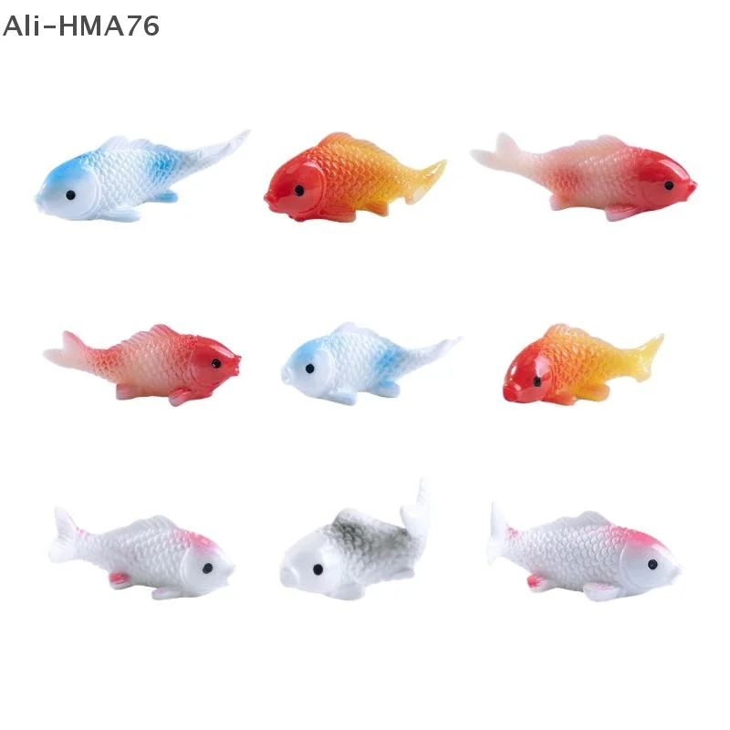 【HMA76】10 Stuks 1:12 Poppenhuis Miniatuur Vis Karper Simulatie Dieren Voor Kinderen Speelgoed DIY Decoratieve Goudvis Beeldjes Home Decor