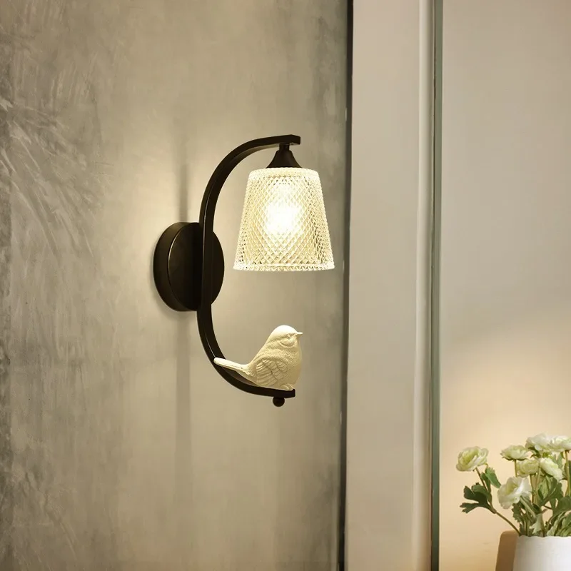 

Nordic Simple Modern Bedside Lamp Children's Room Bedroom Living Room Lights Creative Bird Staircase Aisle Led Wall Lamps