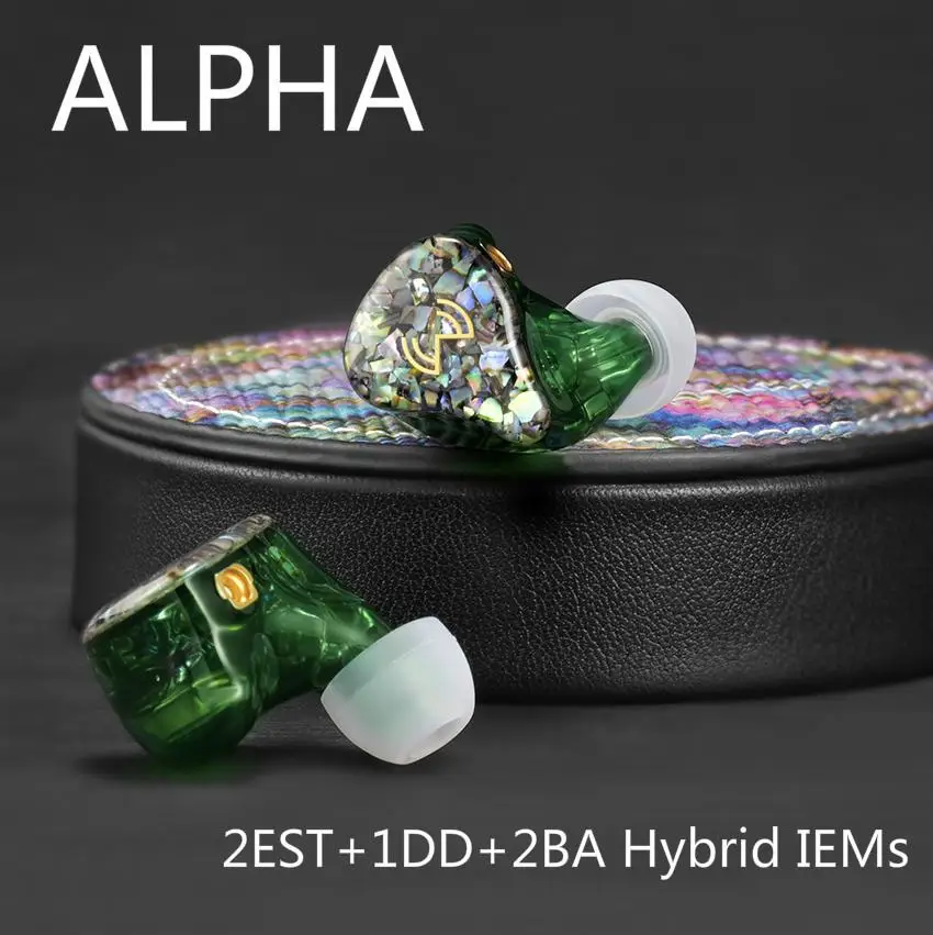 Moji Monica Alpha 2EST+1DD+2BA Hybrid IEMs Hifi Music Monitor DJ Studio Sport MMCX Hand Made Earphone Earbuds ES12 AQ7 Baldr QDC