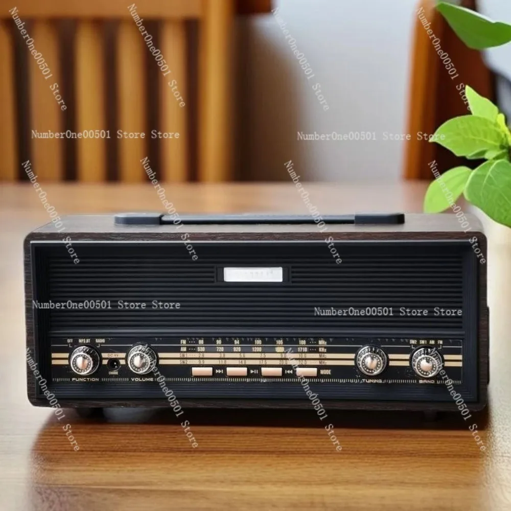 Desktop Retro Full Band Radio AM FM SW Bluetooth Speaker TF Card USB Player Home Vintage Decor for Elderly