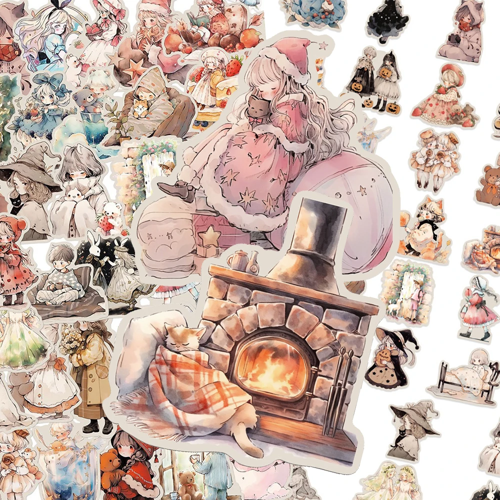 

10/30/52pcs Vintage Cute Cartoon Fairy Tale Girls Stickers Aesthetic Graffiti Notebook Phone Guitar Bike Kawaii Sticker for Gift