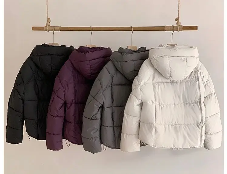 ZAROY Women's Thick Warm Cotton Jacket With Rhinestones Winter Casual Stand Collar Zipper Pocket Down Coat Puffer куртка