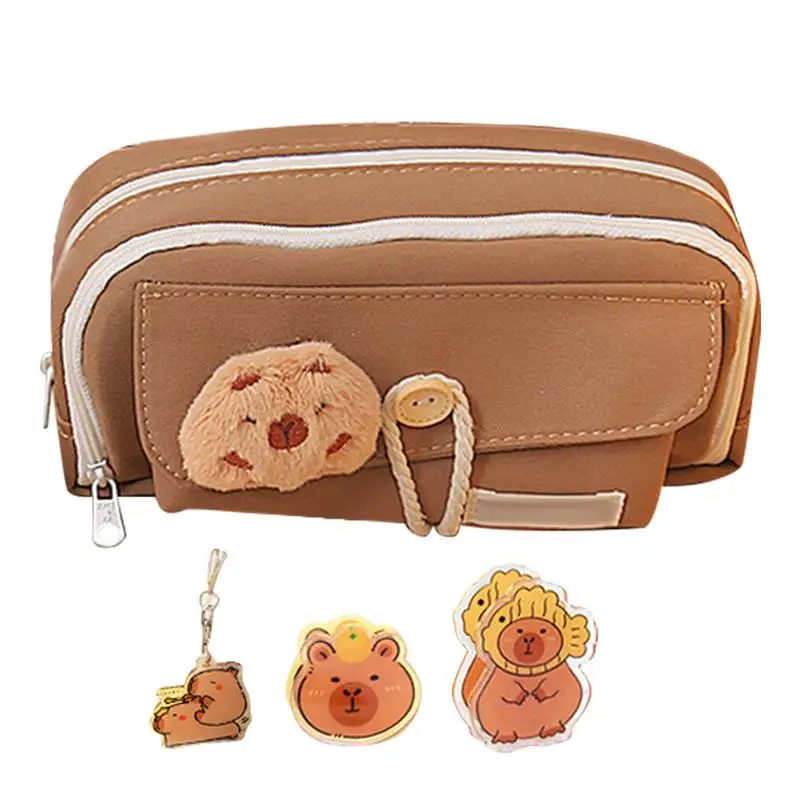 

Wide Opening Pencil Case Capybara Large Capacity Multi-layers Pouch Large Capacity Cartoon Pen Case For School Workplace