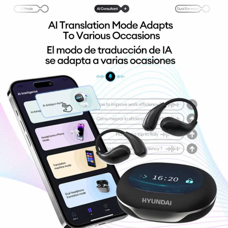 Choice HYUNDAl OpenAir Pro AI OWS Translation Earphones Multi languages Headphones Stereo Touch Display Earbuds ENC Call