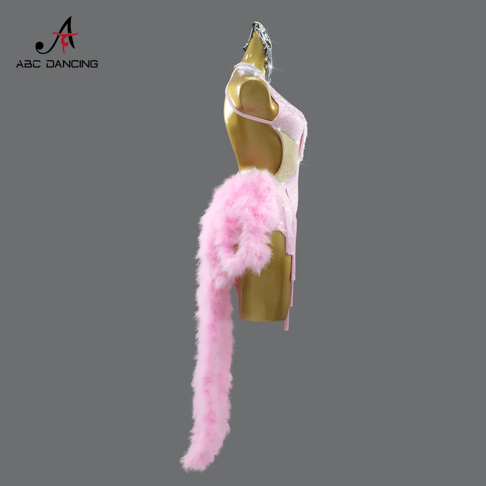 فستان ريش للحفلات للنساء، زي رقص لاتيني، زي مثير للمسرح الأمريكي، ممارسة المنافسة، ملابس رياضية للبالغين للحفلات الراقصة للفتيات #4