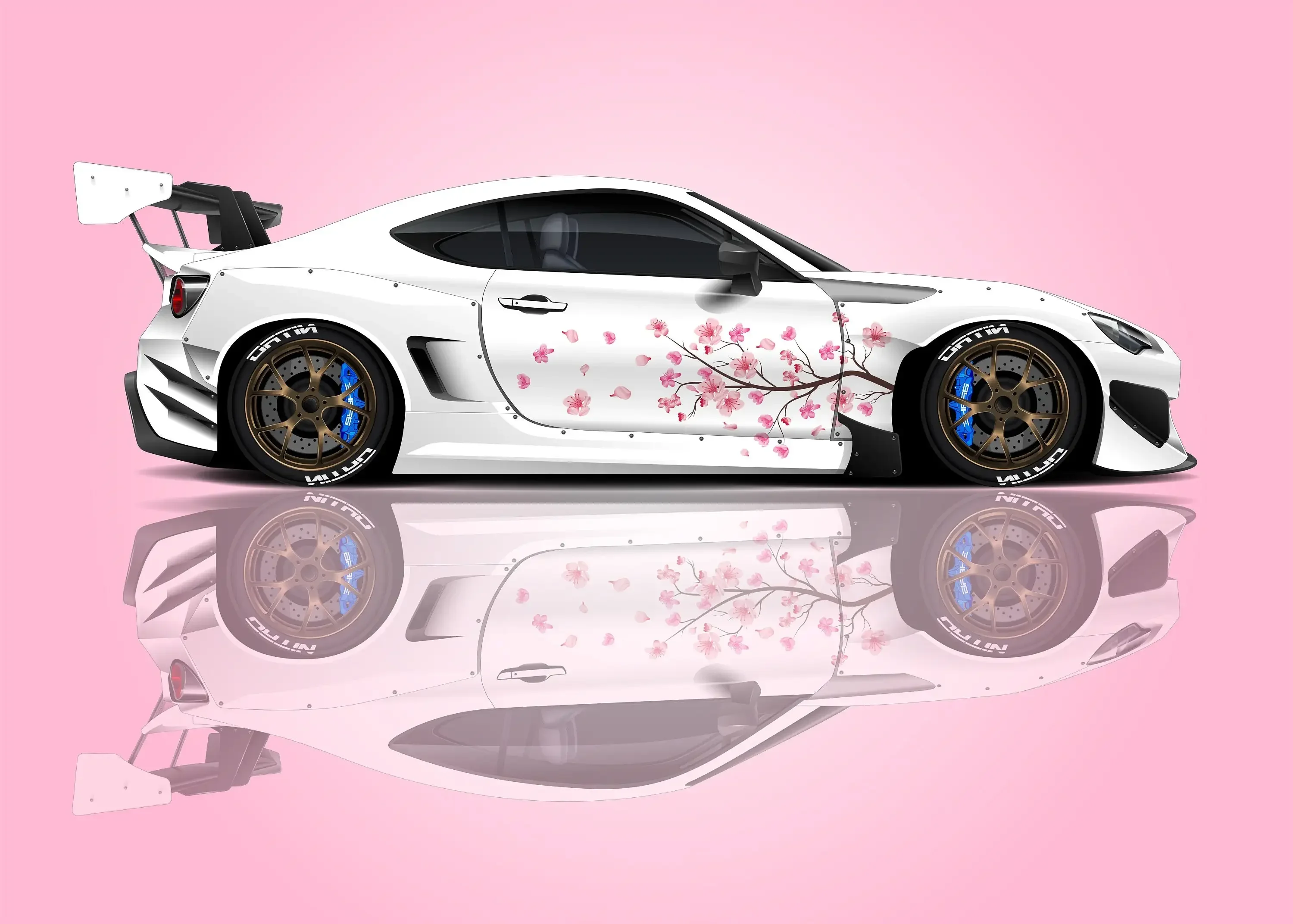 ملصق طويل شريطي لزهر الكرز من ساكورا ، ملصق سيارة جانبي ياباني ، حجم عالمي ، جرافيسكار مركبة كبيرة ، 2