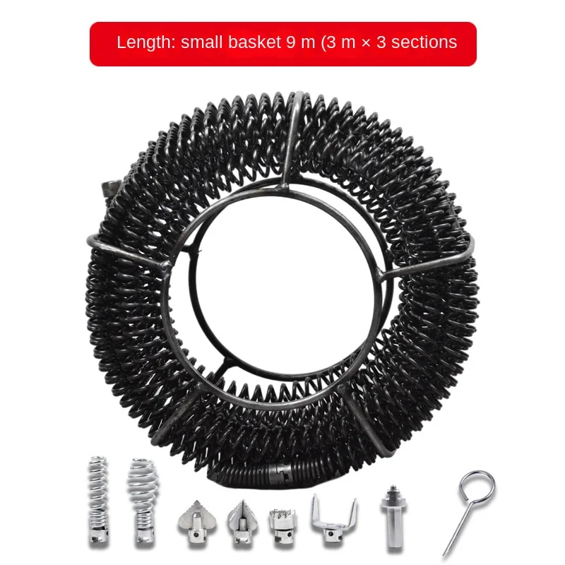 9/12/15m Length Household Drain Pipe Dredger Brush Extension Spring Cleaning Sewer Dredger Compression Spring With Connector