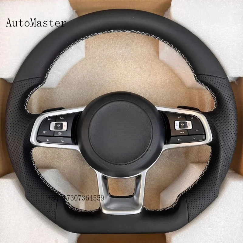 For Volkswagen Golf 7 7.5 GTI MK7 Polo GTS GTD GTE R Passat CC R-Line Black Leather Sporty Steering Wheel Car Accessories