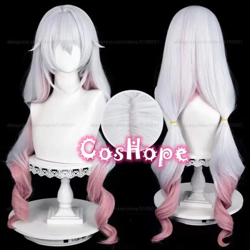 Theresa Apocalypse Cosplay Wig 90cm Silver White Pink Gradient Wig Cosplay Anime Heat Resistant Synthetic Wigs