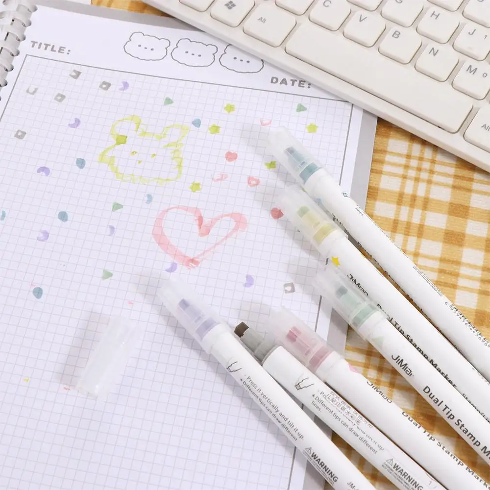 Stars Moon Children's Seal Watercolor Pen Heart Graffiti Double Headed Seal Pen Marking DIY Fluorescent Marker