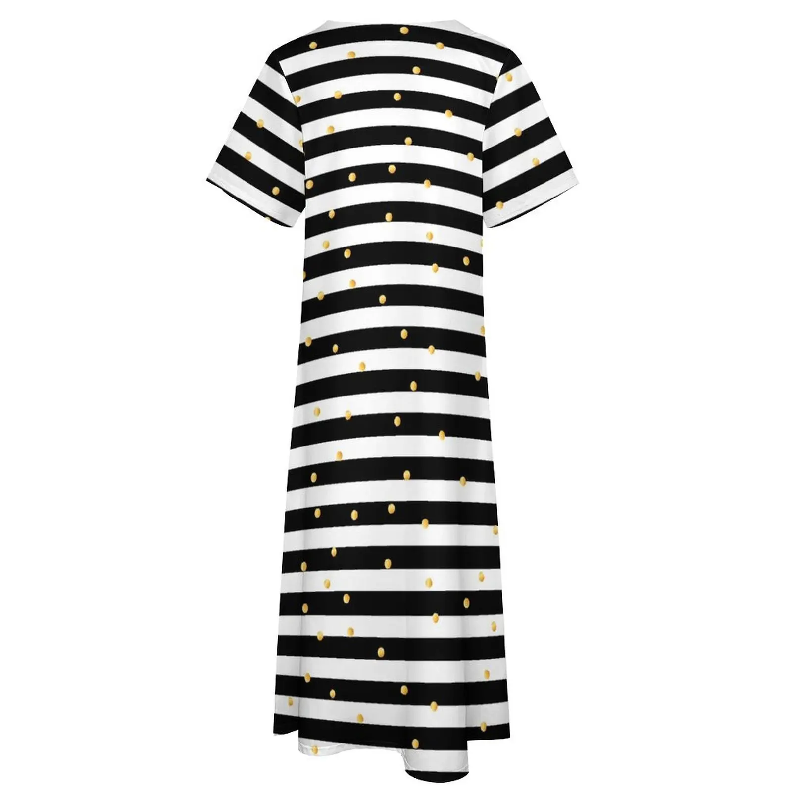 Gold Striped Polka Dot Dress Black And White Sexy Maxi Dress Streetwear Boho Beach Long Dresses Spring V Neck Graphic Vestido