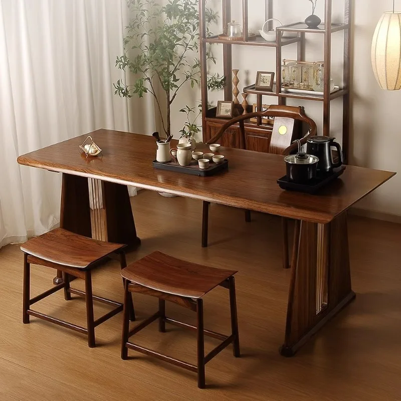 Solid wood tea table, new Chinese Zen Kung Fu tea table, office home living room coffee table, old elm table