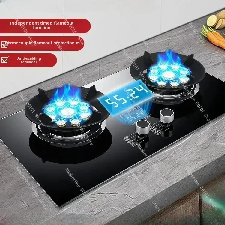 Gas stove, household gas stove, double stove, embedded type, dual use natural gas, liquefied gas, high fire stove