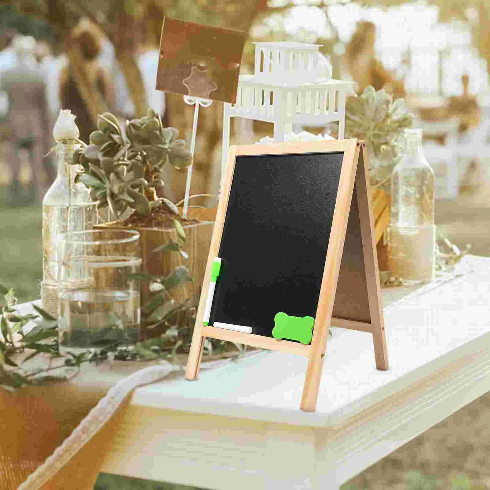 Casamento pequeno quadro negro criança mini quadro de bambu cavalete quadros de dupla face