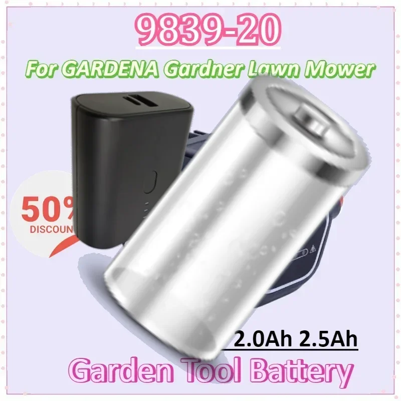 

9839-20 2.5/2.0Ah Battery 9839-20 for GARDENA Gardner Lawn Mower 18V 2.0Ah 2.5Ah Garden Tool Battery