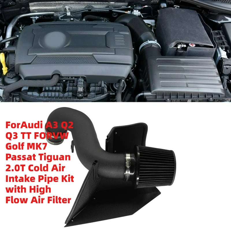 

Durable-Built ForAudi A3 Q2 Q3 TT FORVW Golf MK7 Passat Tiguan 2.0T Cold Air Intake Pipe Kit with High Flow Air Filter