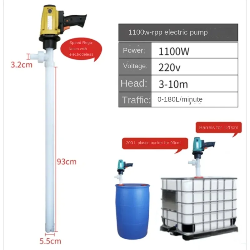 

【Best-selling】750W 1100W 1300W Electrical Chemical Liquid Pump Strong Corrosive Liquid Pump RPP Barrel Pump