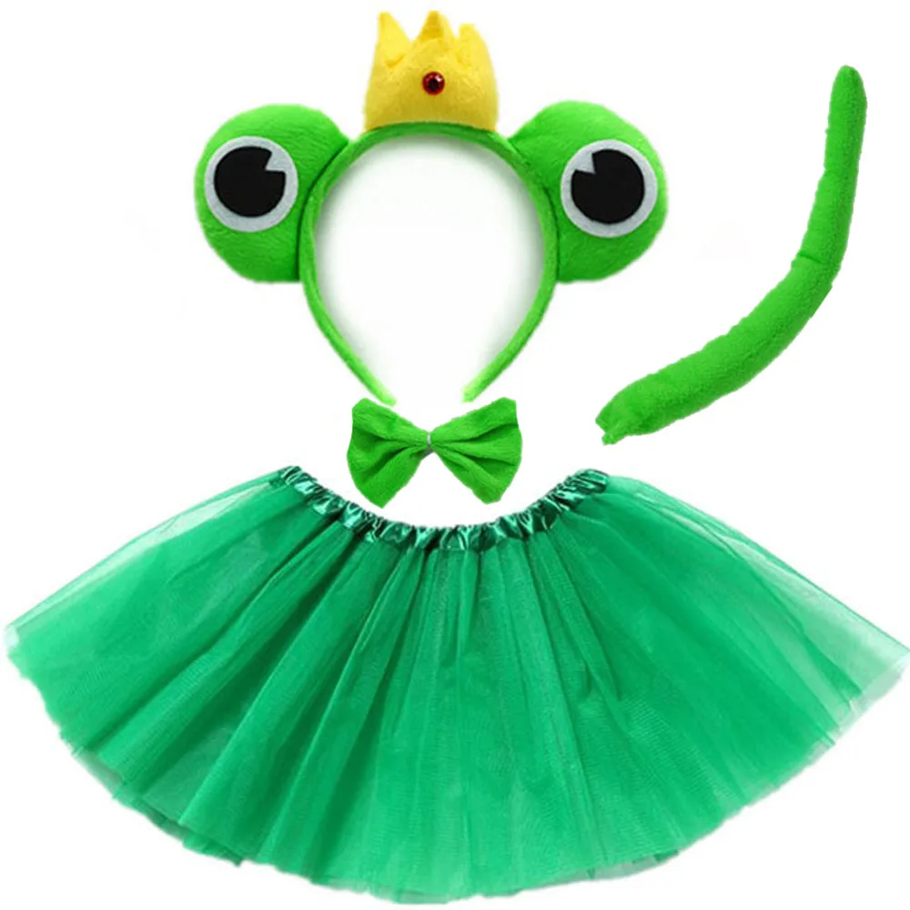 Cartoon Kids Child Frog Prince Headband Tutu Skirt Tie Tail  Party Animal  Gift      Birthday Halloween Costume Cosplay