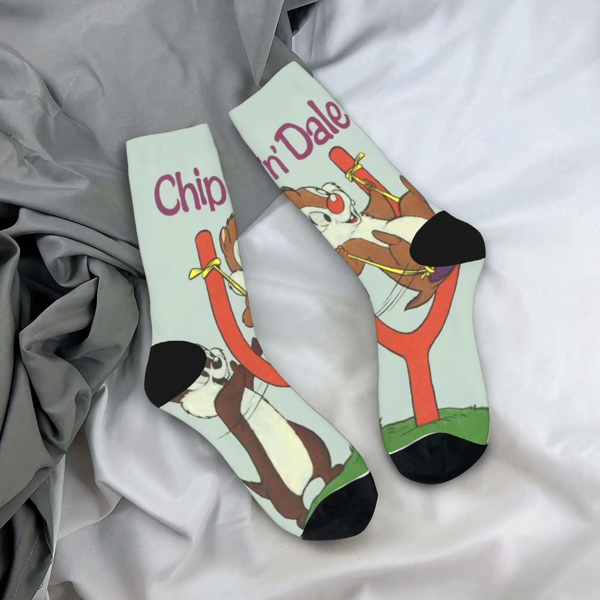 

Мужские носки, чулки с рисунком белки Chips 'n' Dales, зимние забавные удобные носки, противоскользящие носки для спорта на открытом воздухе с графикой