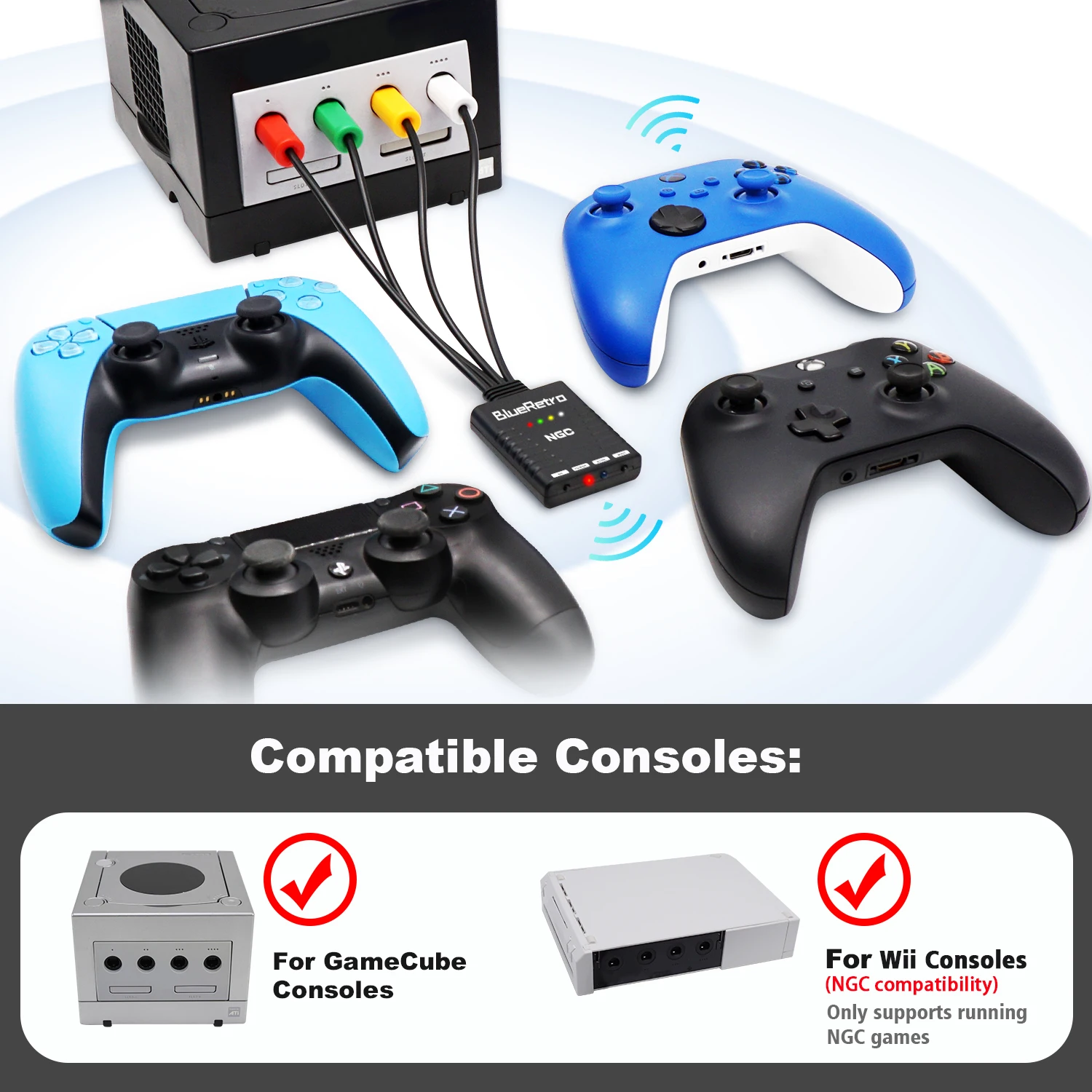 Adapter do bezprzewodowego kontrolery gier BlueRetro dla konsoli Nintendo GameCube dla PS3/PS4 PS5/8bitdo/Switch Pro Joystick