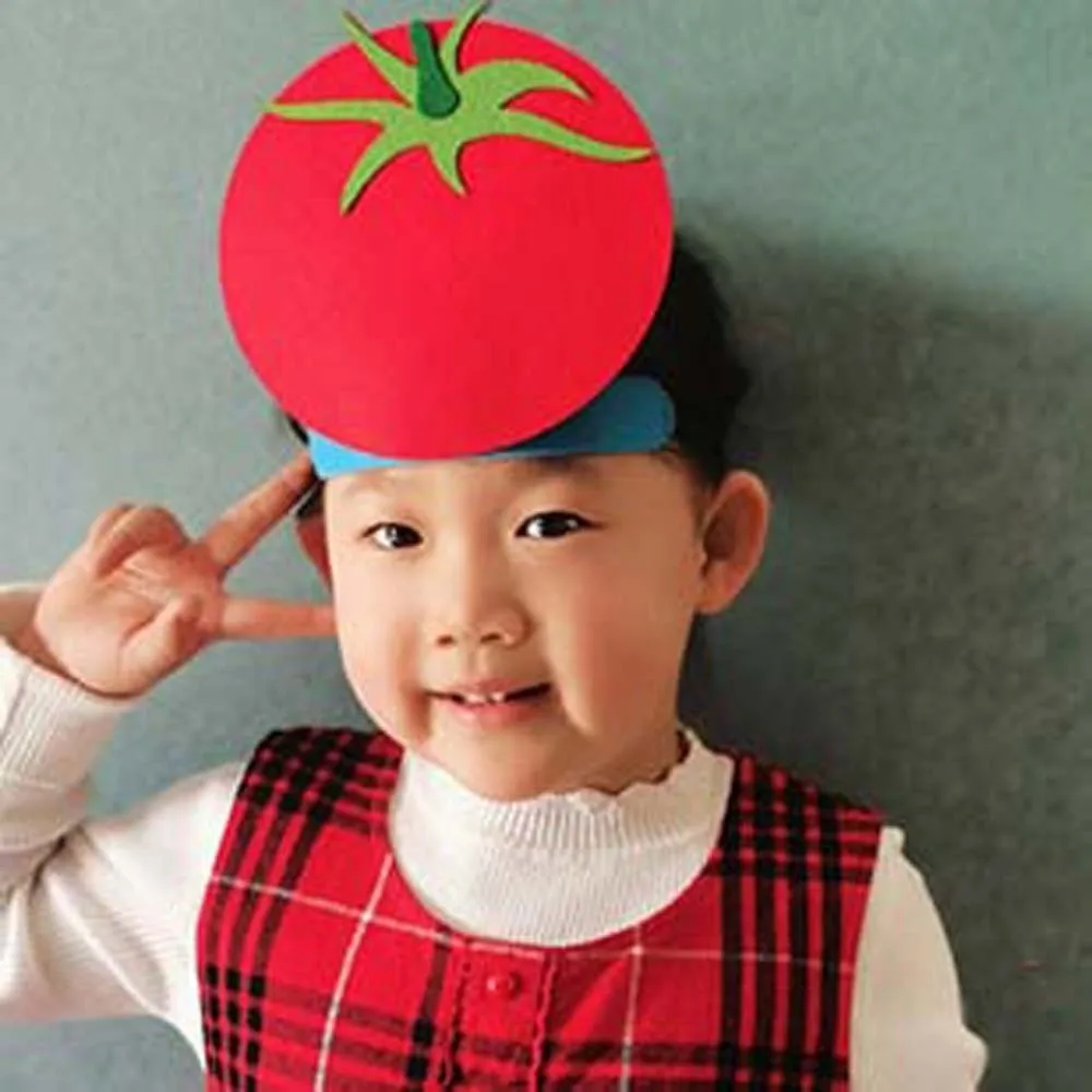 عصابة رأس من القماش الكرتوني للخضروات، غطاء رأس إبداعي مضحك مخصص لأداء رياض الأطفال المرن الملون #2