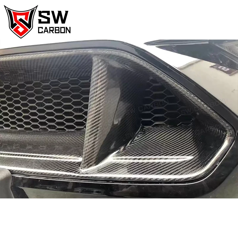 Carbon Fiber Car Front Grills Grille for Ford Mustang GT Shelby GT350R Coupe 2-Door 2018-2022