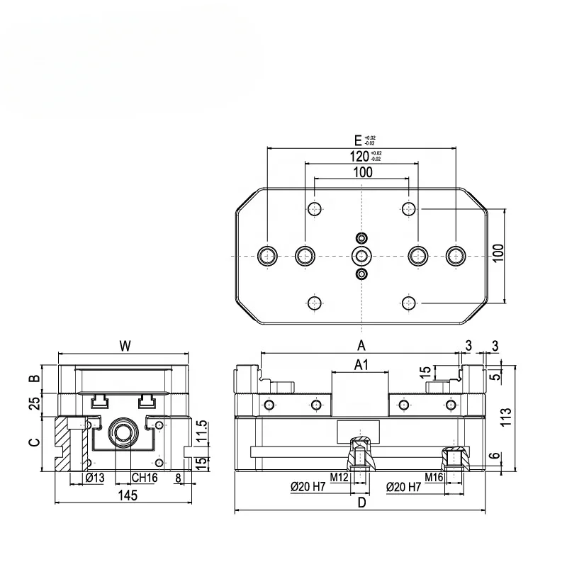 Mechanical Steel Clamping Manual Self Centering 5th Axis CNC Vise