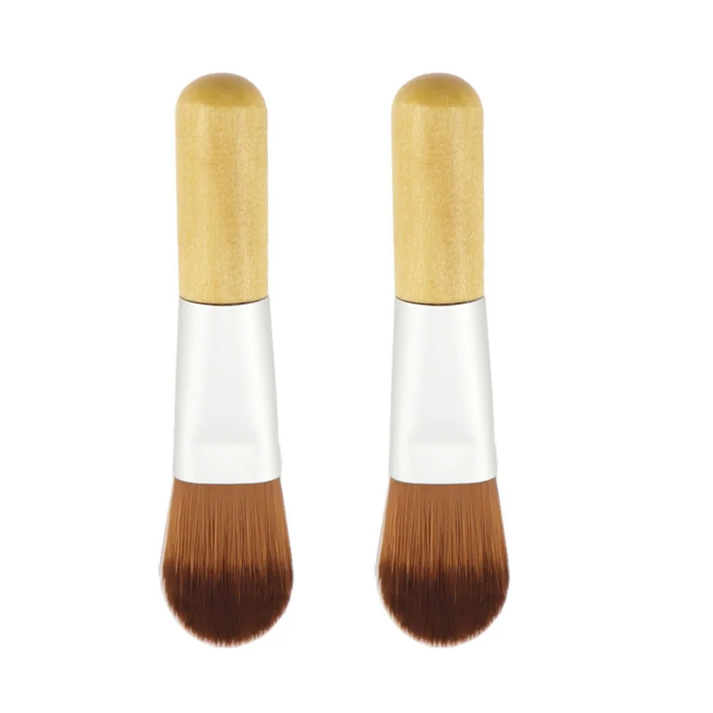 

2Pcs Foundation Brush Premium Nylon Fiber Lightweight Portable for Smooth Blend Reusable Makeup Tool Mini Applicator