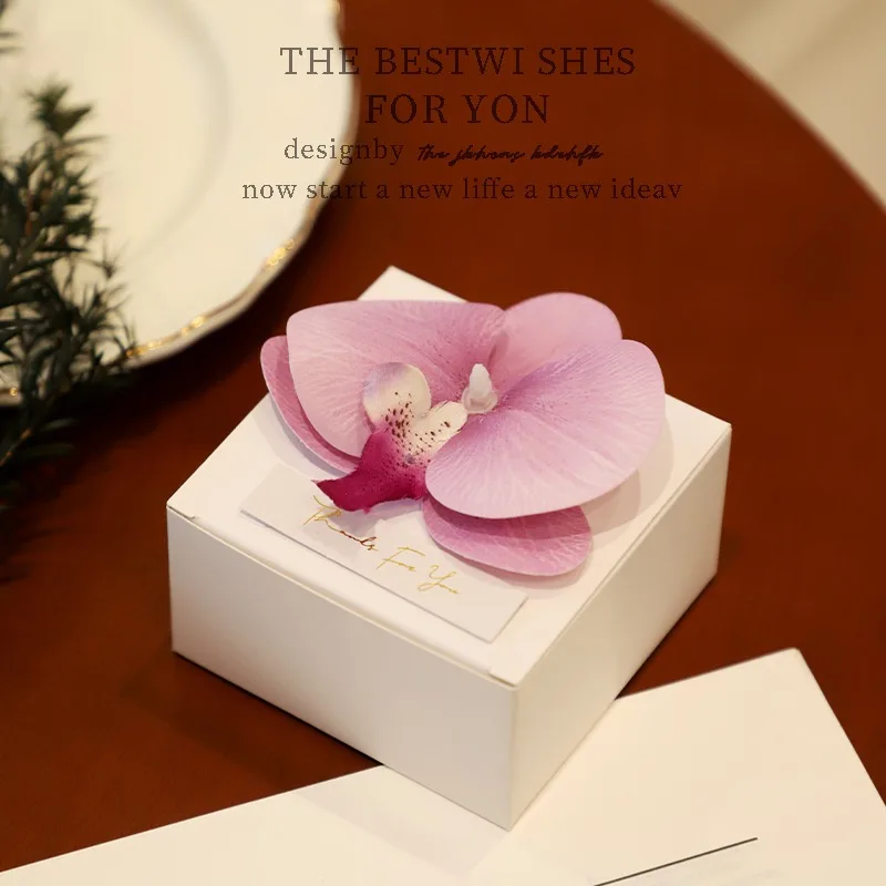 10/20/30 قطعة فراشة الأوركيد مربع كاندي صندوق حلوى الزفاف التعبئة والتغليف استحمام الطفل لوازم الحفلات #5