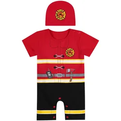 Baby pagliaccetto vigile del fuoco Costume Cosplay ragazzi ragazza supereroe tuta abiti tuta infantile bambino festa di carnevale abbigliamento neonato