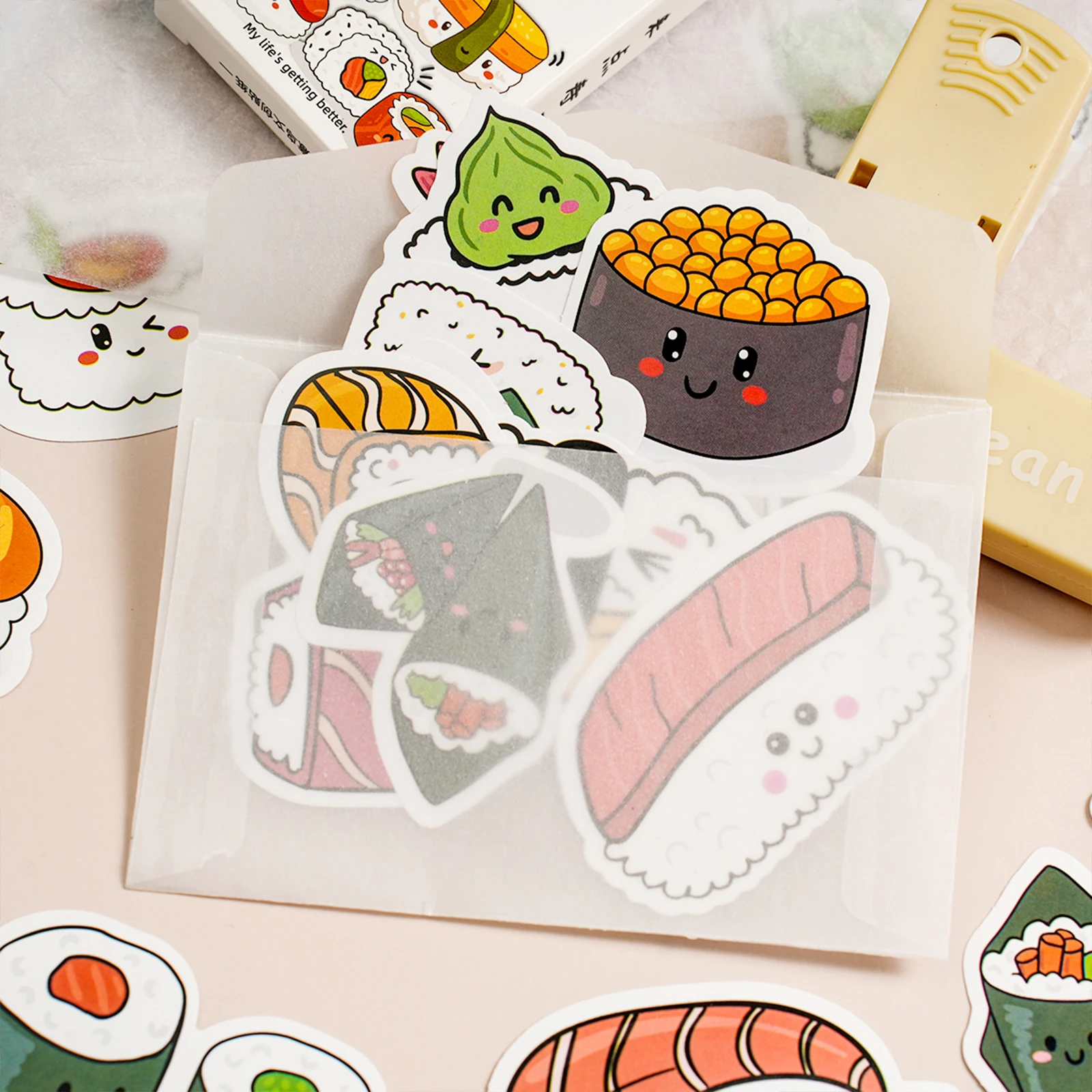 Etori Life 30 PCS PVC Creative and Cute Japanese Food Sushi Student DIY Laptops,Diaries,Cups,Scrapbooks Decoration Stickers