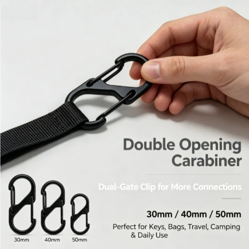 S-shaped Spring Carabiner, Mini Figure 8 Quick Hook, Anti-lost Keychain, Outdoor Camping Car Accessory for Luggage Chain