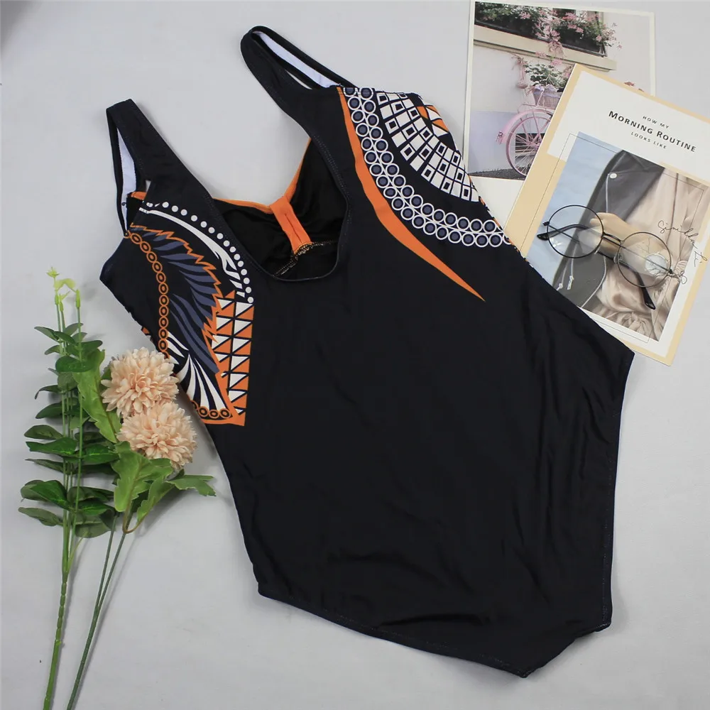 Kobiety strój kąpielowy nadruk w stylu Vintage Monokini damskie jednoczęściowe seksowne stroje kąpielowe bez pleców wyściełany strój kąpielowy kostiumy kąpielowe купалник женский