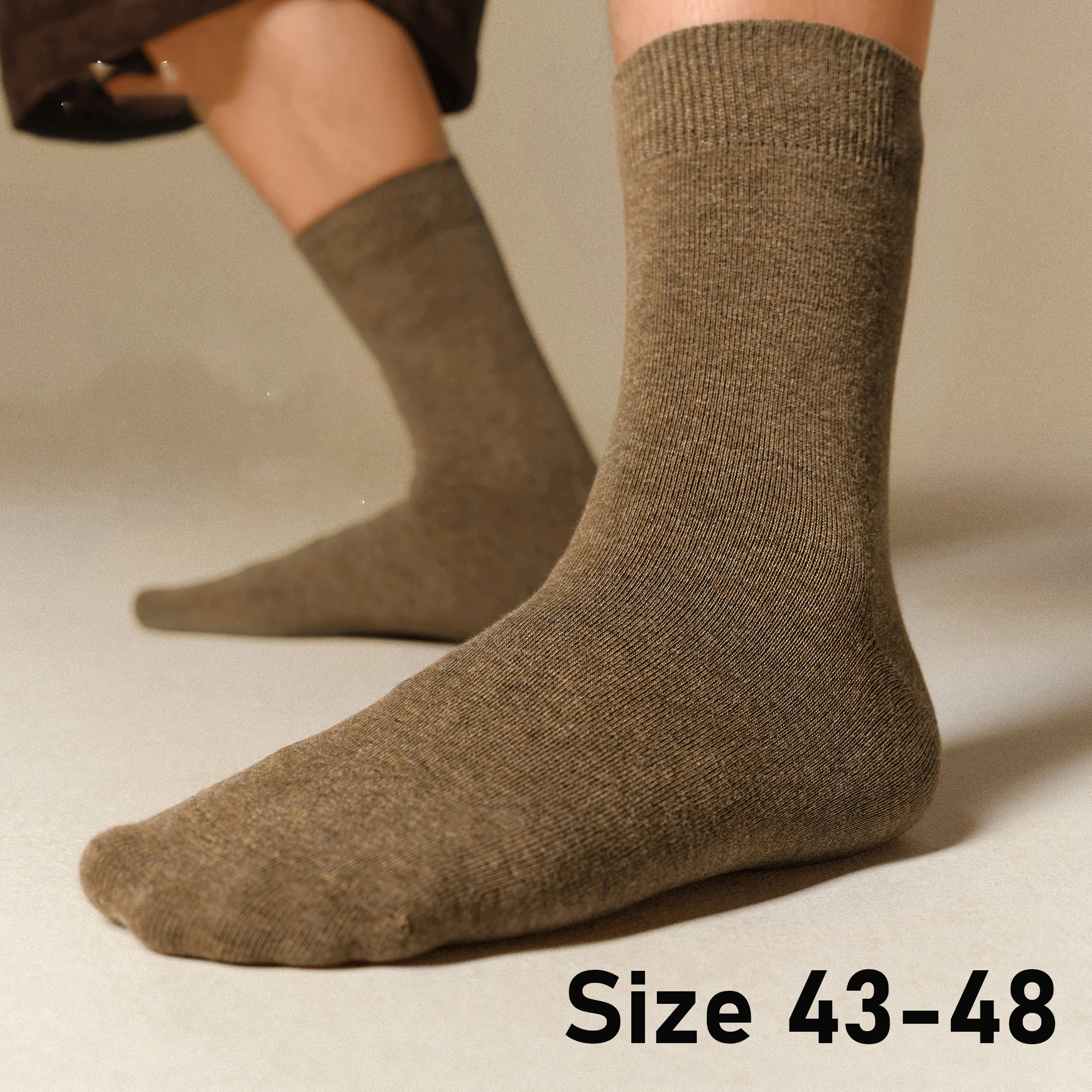 Men's Plus Size Socks 43-48 Moisture Wicking Breathable Cotton Socks Solid Color Versatile Socks for Men, 5 Pairs