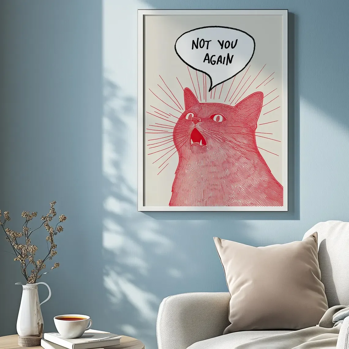 Not You Again 고양이 포스터, 재미있는 만화 - Home Decor Cat 리뷰 및 가격