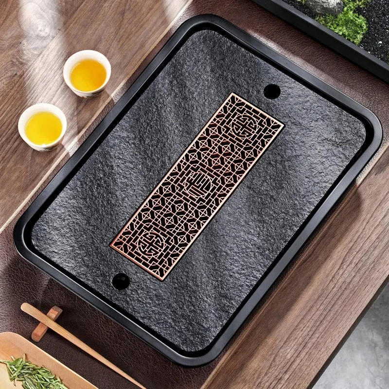 

Ceremony Serving Tea Tray Luxury Drainage Living Room Rectangle Tea Tray Storage Dishes Hospitality Plateau Home Decorationgs